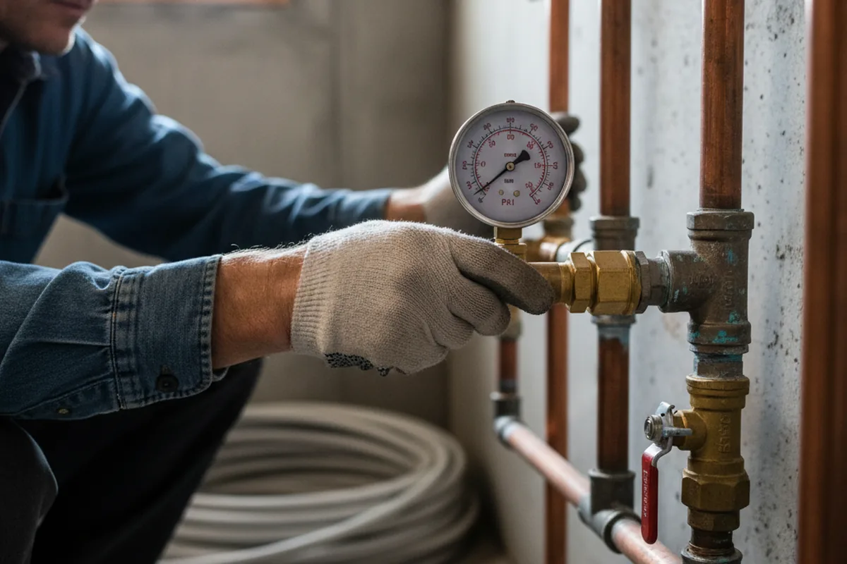 Pressure testing a repaired line during Water Line Repair in Nevada City
